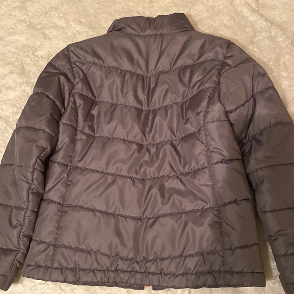 The North Face puffer jacket, grey, pink zipper and logo - Picture 2 of 3